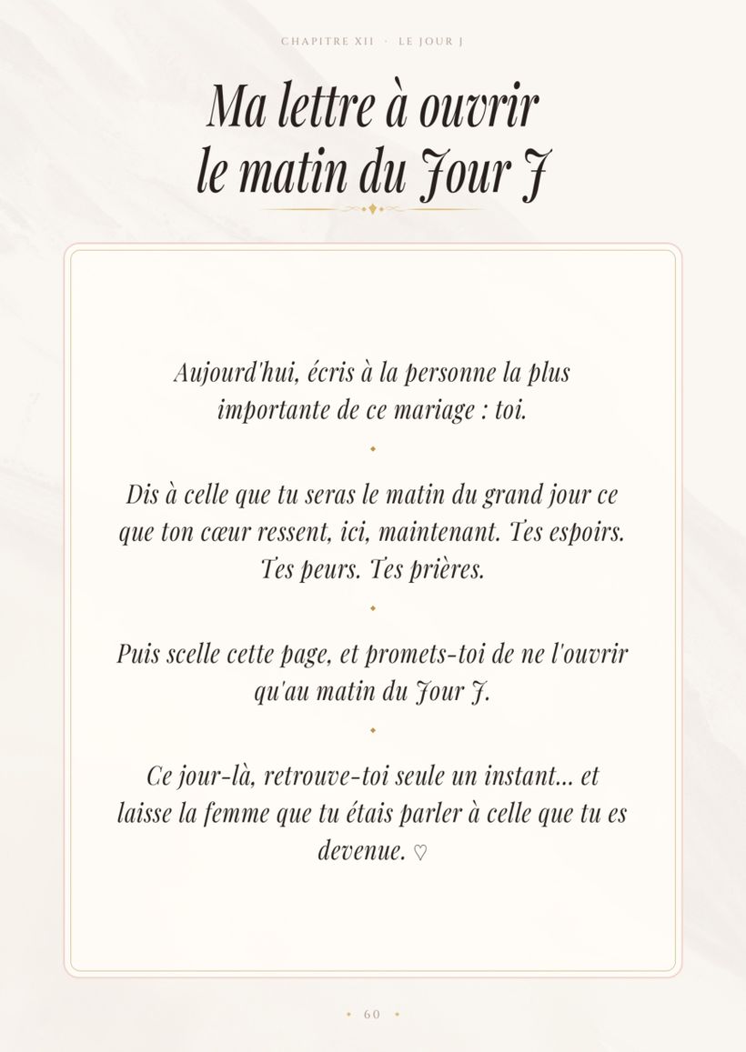 La page « Ma lettre du Jour J » du planner